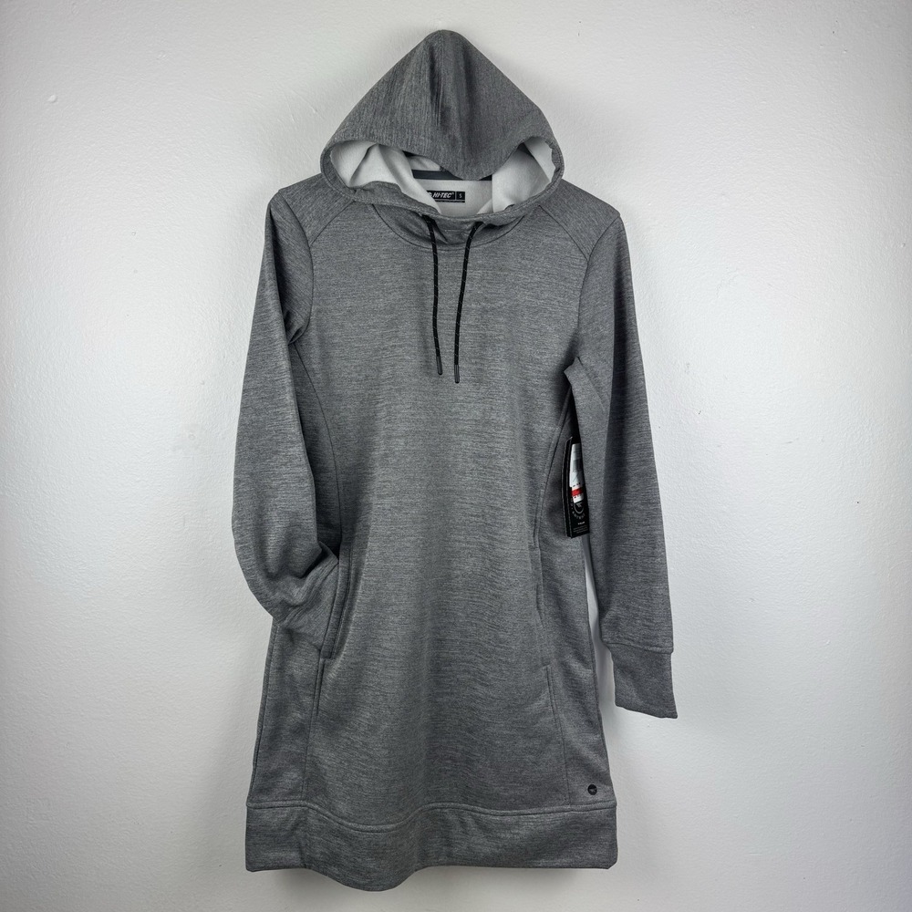 NWT HI-TEC Solitude Womens Hooded Long Sleeve Performance Pullover Dress Black S